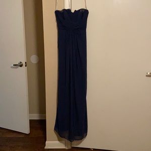 Davids Briadal dark blue strapless dress size 2